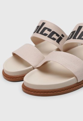Rasteira Feminina Colcci Duas Tiras Logo Off-White