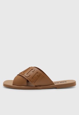 Rasteira Feminina Colcci Faixa Logo Marrom