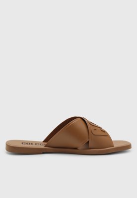 Rasteira Feminina Colcci Faixa Logo Marrom