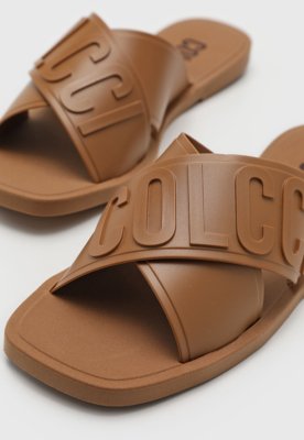 Rasteira Feminina Colcci Faixa Logo Marrom