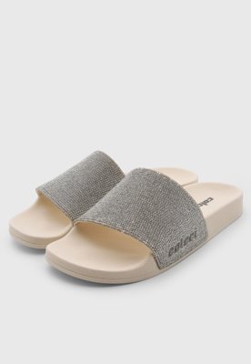 Rasteira Feminina Colcci Slide Brilhante Bege