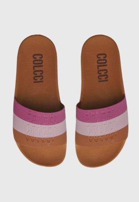 Rasteira Feminina Colcci Slide Faixa Colorida Rosa