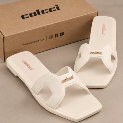 Rasteira Feminina Colcci Slide H Bico Quadrado Original