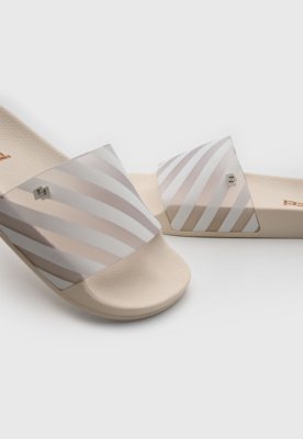 Rasteira Feminina Colcci Slide Listrada Bege