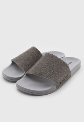 Rasteira Feminina Colcci Slide Pedraria Cinza