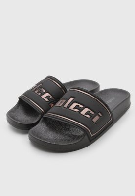 Rasteira Feminina Colcci Slide Tiras Largas Preta