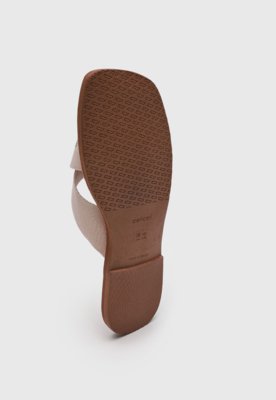 Rasteira Feminina Colcci Tiras Cruzadas Logo Pedrarias Rosa