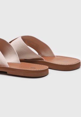 Rasteira Feminina Colcci Tiras Cruzadas Logo Pedrarias Rosa