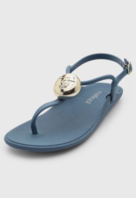 Rasteira Feminina Colcci Tiras Detalhe Metal Azul