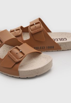 Rasteira Feminina Colcci Tiras Fivelas Marrom