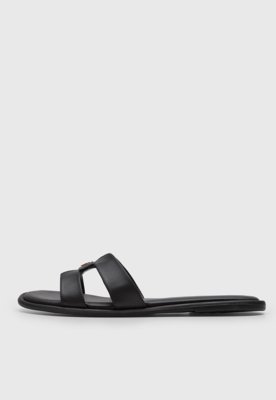 Rasteira Feminina Colcci Tiras Logo Preta