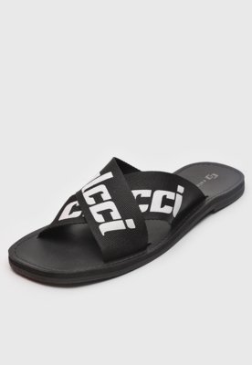 Rasteira Feminina Colcci Tiras Logo Preta