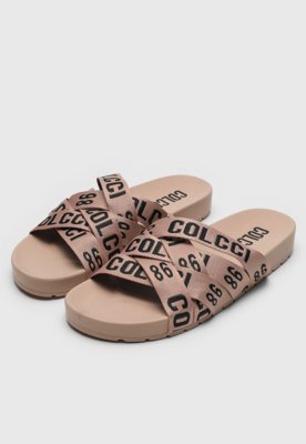 Rasteira Slide Colcci Logo Bege