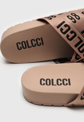 Rasteira Slide Colcci Logo Bege