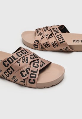 Rasteira Slide Colcci Logo Bege