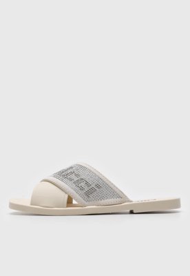Rasteira Slide Colcci Logo Hotfix Off-White