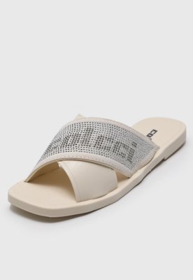 Rasteira Slide Colcci Logo Hotfix Off-White