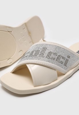 Rasteira Slide Colcci Logo Hotfix Off-White