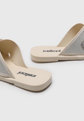 Rasteira Slide Colcci Logo Hotfix Off-White