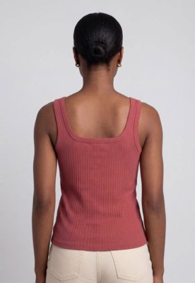 Regata Feminina Colcci Decote Quadrado Canelada Rosa