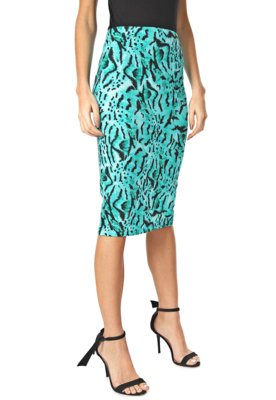 Saia Colcci Midi Animal Print Verde Menor preço em Saia Colcci Midi Animal Print Verde