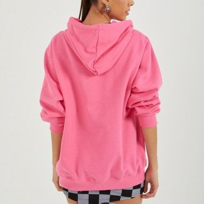 Blusão Moletom Com Capuz Loose Rosa Doja Rosa