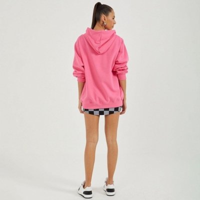 Blusão Moletom Com Capuz Loose Rosa Doja Rosa