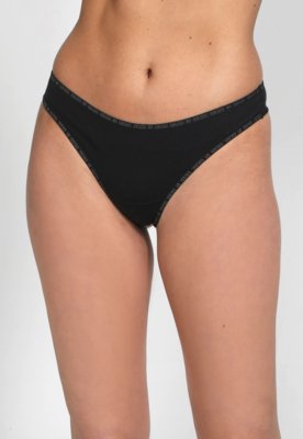 Calcinha Colcci Underwear Fio Dental Lettering Preta - Compre Agora