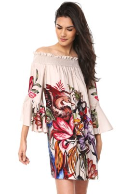 Vestido Colcci Curto Ombro a Ombro Bege Menor preço em Vestido Colcci Curto Ombro a Ombro Bege
