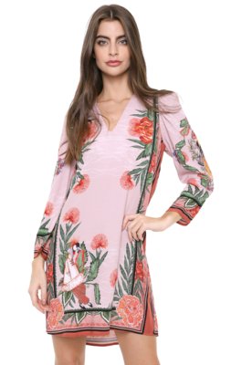 Vestido Colcci Curto Tropical Rosa Menor preço em Vestido Colcci Curto Tropical Rosa