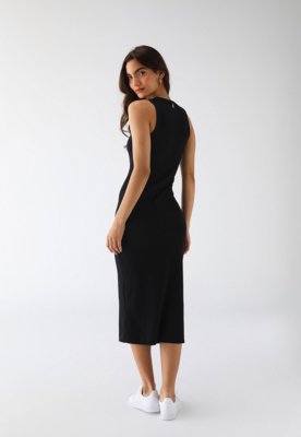 Vestido Colcci Midi Ribana Logo Preto