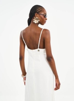 Vestido Longo com Decote V e Fenda Colcci Off Shell