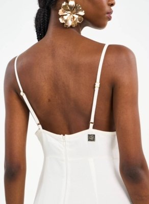 Vestido Longo com Decote V e Fenda Colcci Off Shell