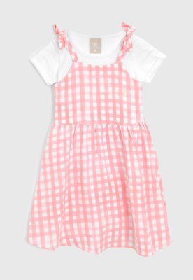 Vestido Infantil Xadrez Rosa