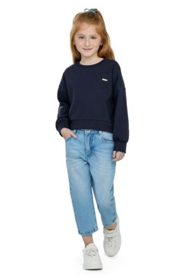 Calça Infantil Menina Jeans Reta Colorittá Azul
