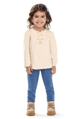 Calça Infantil Menina Moletom Jeans Colorittá Azul