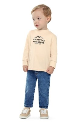 Calça Infantil Menino Moletom Jeans Colorittá Azul
