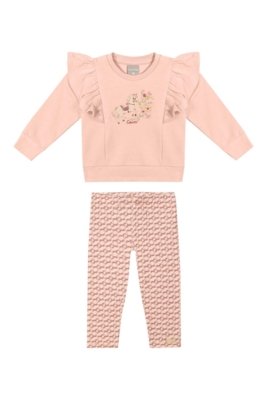 Conjunto Bebê Menina Babados Cavalinho Colorittá Rosa