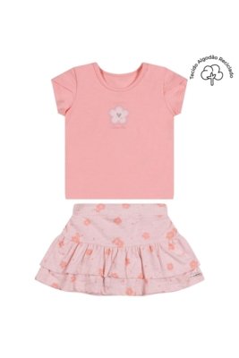 Conjunto Bebê Menina Curto Flores Colorittá Rosa