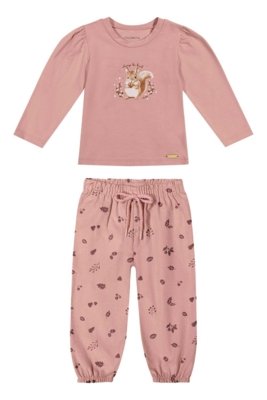 Conjunto Bebê Menina Estampa Esquilo Colorittá Rosa