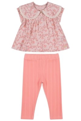 Conjunto Bebê Menina Floral Malha Linho Colorittá Rosa