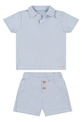 Conjunto Bebê Menino Polo Texturizado Colorittá Azul