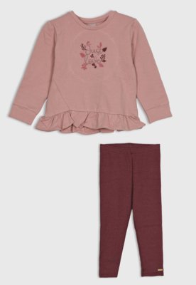 Conjunto Infantil Colorittá Blusa Babado e Legging Rosa