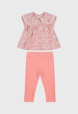 Conjunto Infantil Colorittá Blusa Gola Renda e Legging Rosa