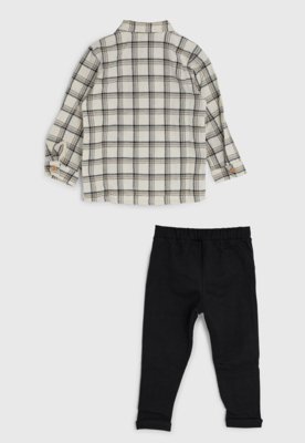 Conjunto Infantil Colorittá Blusa Xadrez e Calça Preta