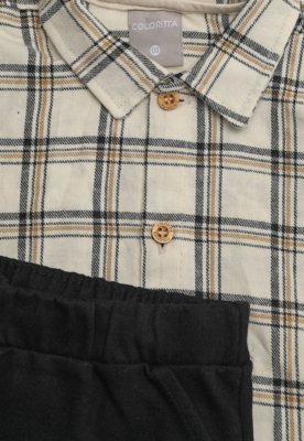 Conjunto Infantil Colorittá Blusa Xadrez e Calça Preta