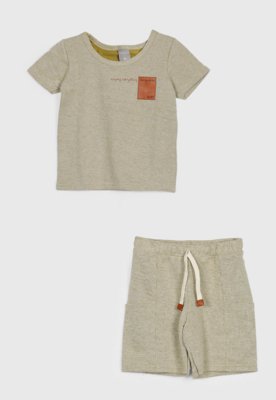 Conjunto Infantil Colorittá Blusa e Short Bege