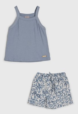 Conjunto Infantil Colorittá Blusa e Short Estampado Azul