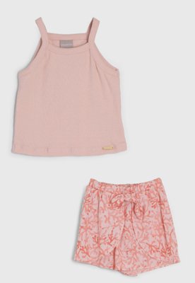 Conjunto Infantil Colorittá Blusa e Short Rosa