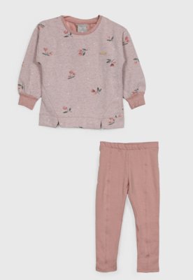 Conjunto Infantil Colorittá Calça Legging e Blusão Rosa